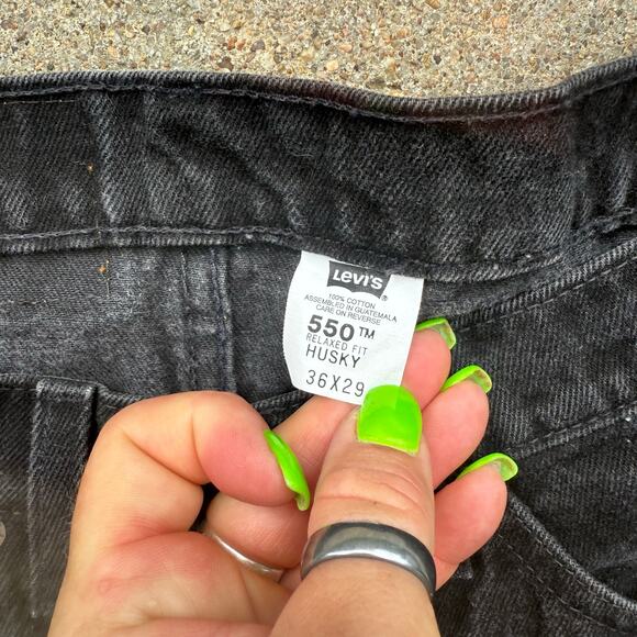 VTG 90s Levi's 550 Black Relaxed Fit Jeans Orange Tab Husky TAG 36x29 FIT 32x26 - Picture 7 of 13